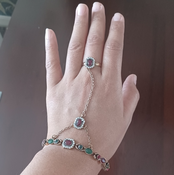 Turkish  Ruby Chain Bracelet & adjustable ring - Picture 5 of 8